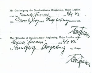 Udgangstilladelse under spærretiden, september 1943